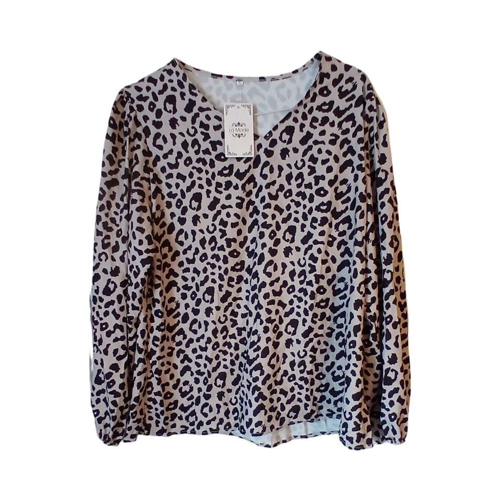 La Mode Animal Print Top Long Sleeve Size 2XL
